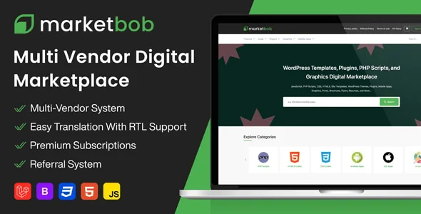 Marketbob Multi-Vendor Digital Marketplace (SAAS)